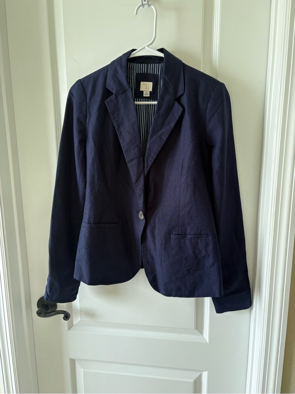 A New Day Navy Blazer Size 2 Tailored One Button Career Office Jacket